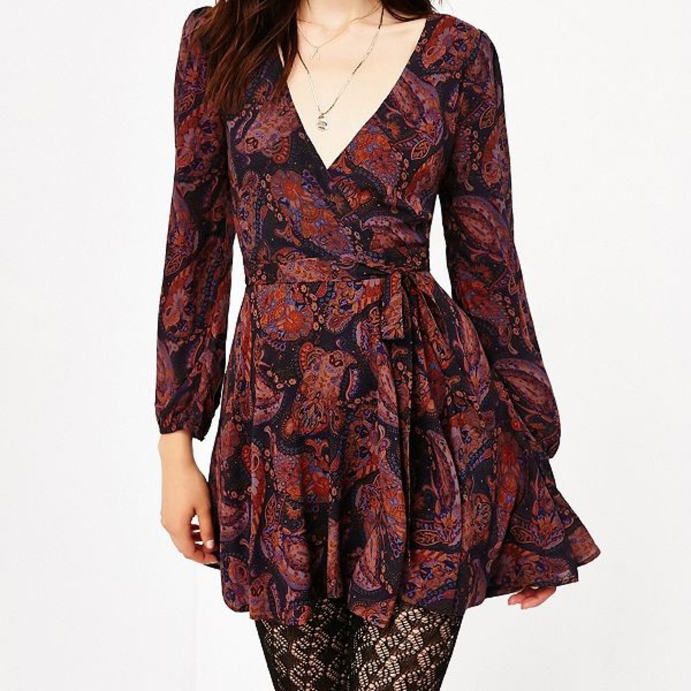 ecote urban outfitters purple wrap dress